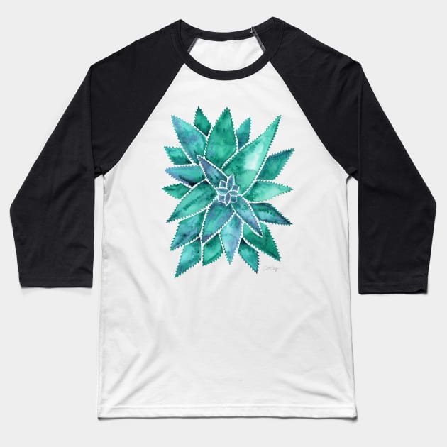 Turquoise Aloe Vera Baseball T-Shirt by CatCoq